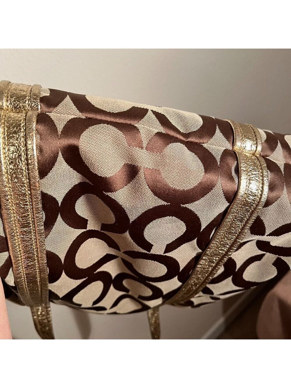Coach Poppy Tote Large Gold Khaki - Picture 12 of 15